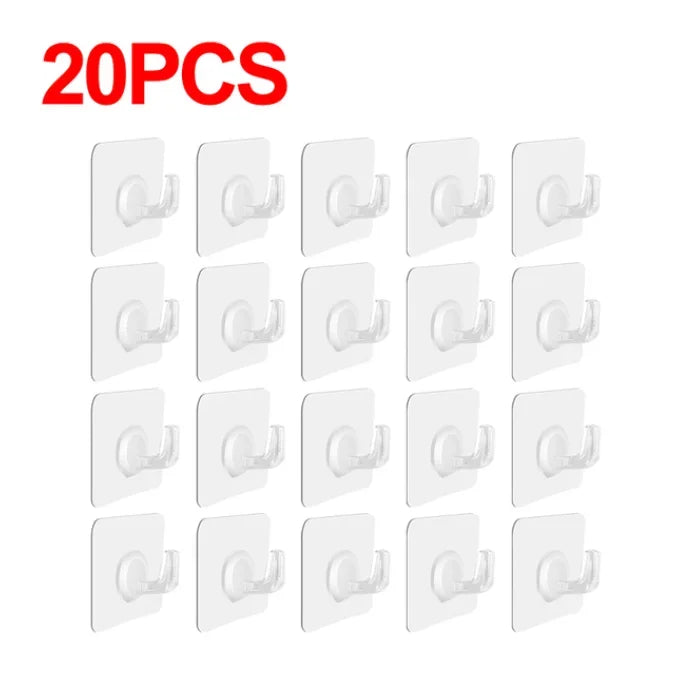5/10/20Pcs Self-Adhesive Transparent Wall Hooks for Kitchen Bathroom Towel Key Rack