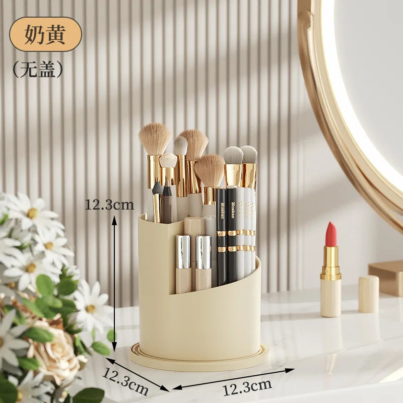 360 Degree Rotating Makeup Brush Holder With Lid Luxury Organizer