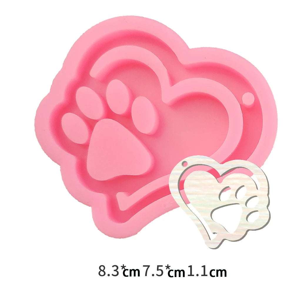 Dog Tag Bone Shaped Keychain Mold for DIY Resin Jewelry