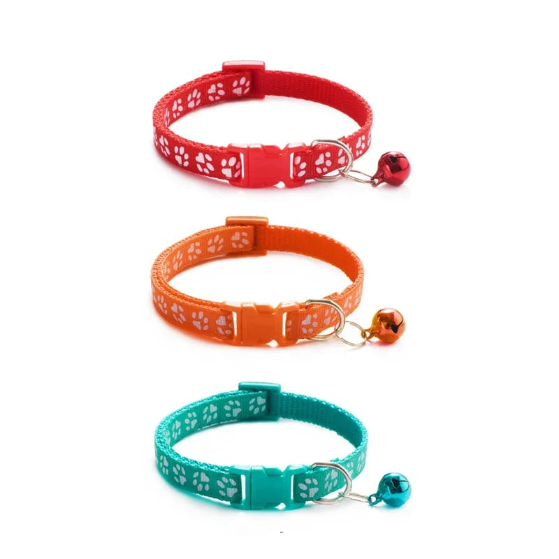 1/3/6/12/18Pcs Pet Collar With Bell Footprints Colorful Dog, Dog, Cat Accessories Cat Collar Adjustable Bell Ring Necklace Pet