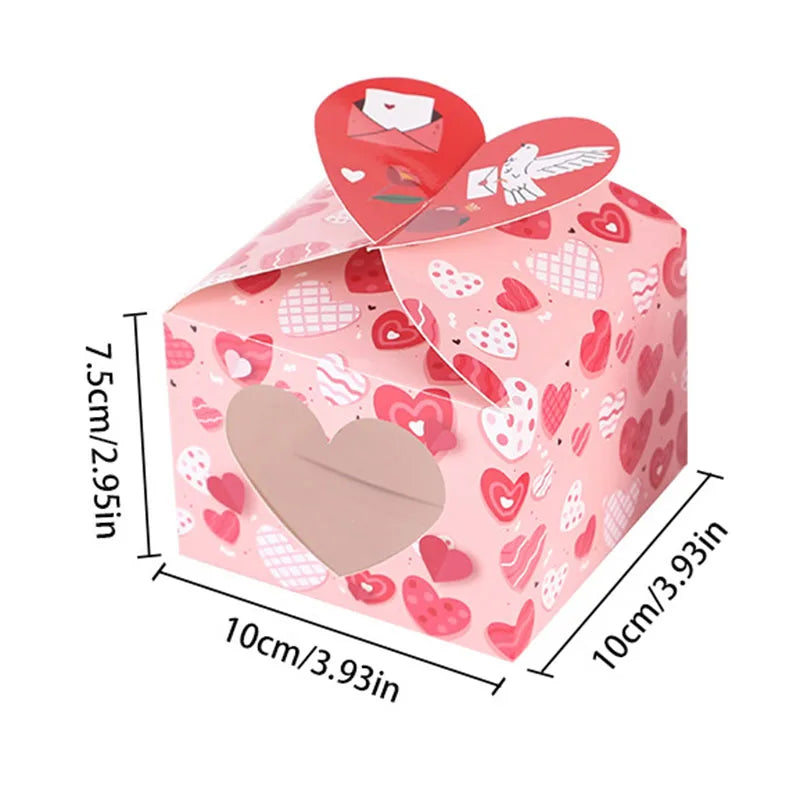 Love Heart Open Window Gift Boxes for Chocolates 12 or 24 Pcs Wedding Favors Cake Packaging Ideal for Valentine's Day and Special Celebrations