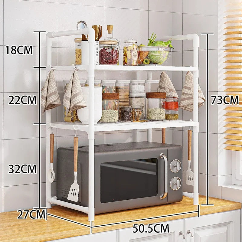 Multi Layer Kitchen Storage Rack Condiment Organizer Microwave Shelf Countertop Tidying Solution Kitchen Accessories