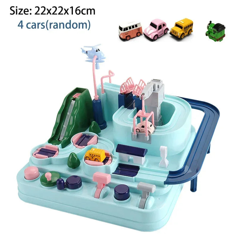 Racing Rail Car Model Educational Toy Set with Interactive Train Tracks for Children Adventure Game