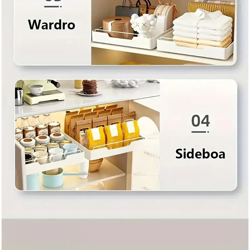 New Kitchen Storage Rack with Slide Rails Pull-out Drawer Organizer