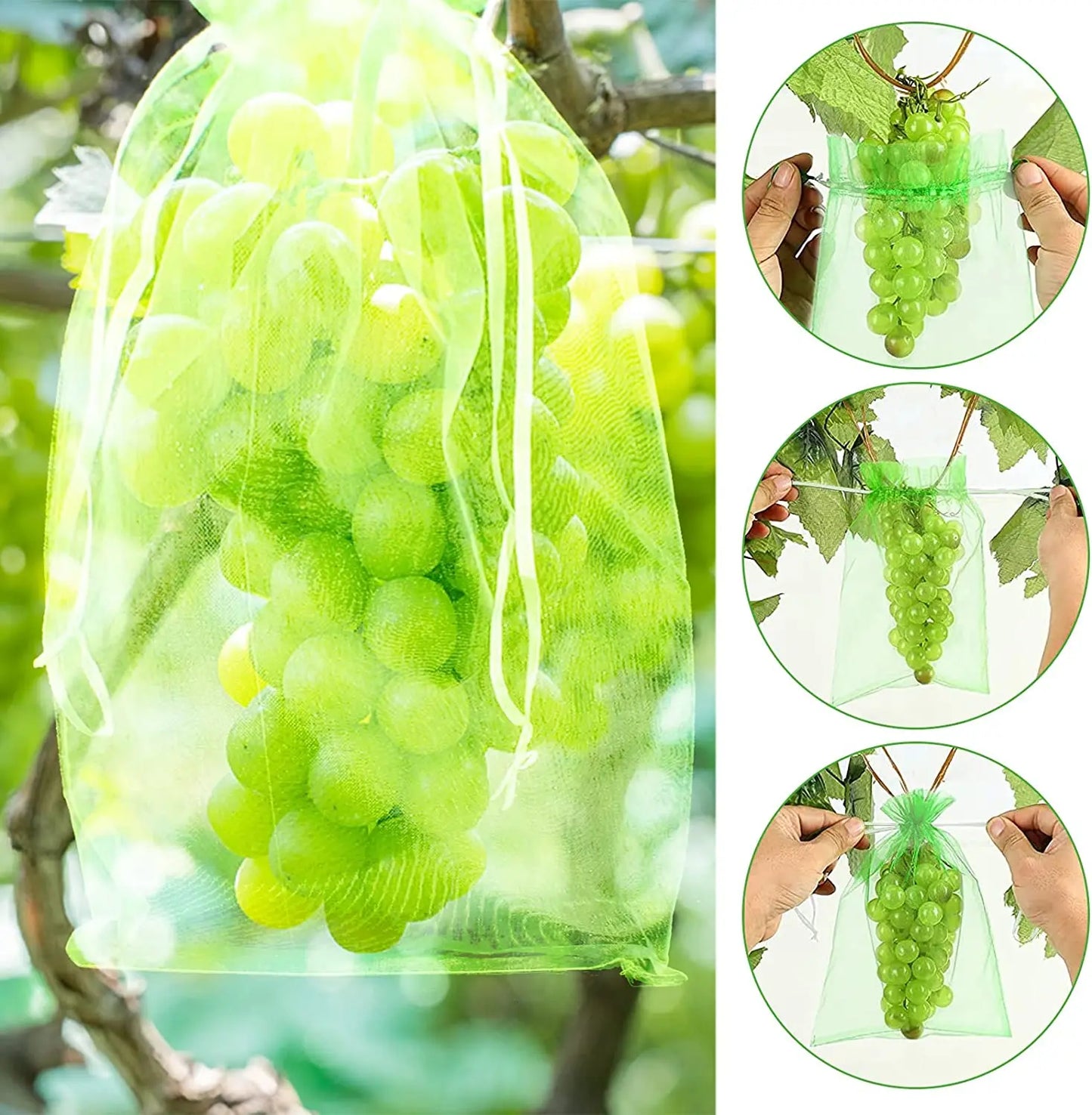 Bolsas de protección para uvas, bolsas de cultivo de malla, productos de control de plagas de frutas, bolsas de organza transpirables para plántulas de fresa, 50/100 unidades