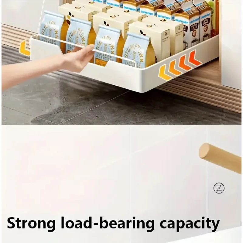 New Kitchen Storage Rack with Slide Rails Pull-out Drawer Organizer