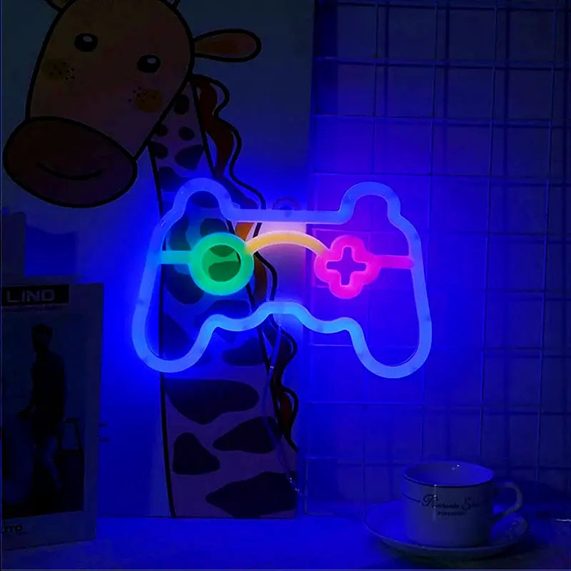 Gamer Neon Sign Lights USB Battery Powered Controller Lamp