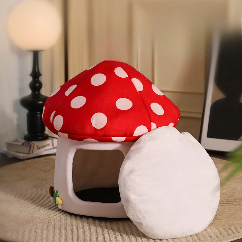 Half-Enclosed Mushroom Cat Bed - Adorable and Functional for Sleeping and Hiding cat house dog bed pets cat bed dog accessories