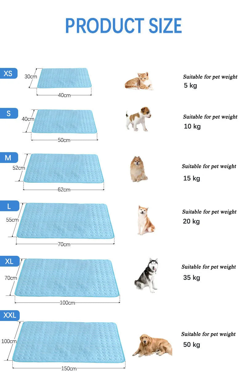 Dog Cooling Mat Summer Pad Breathable Washable Pet Bed