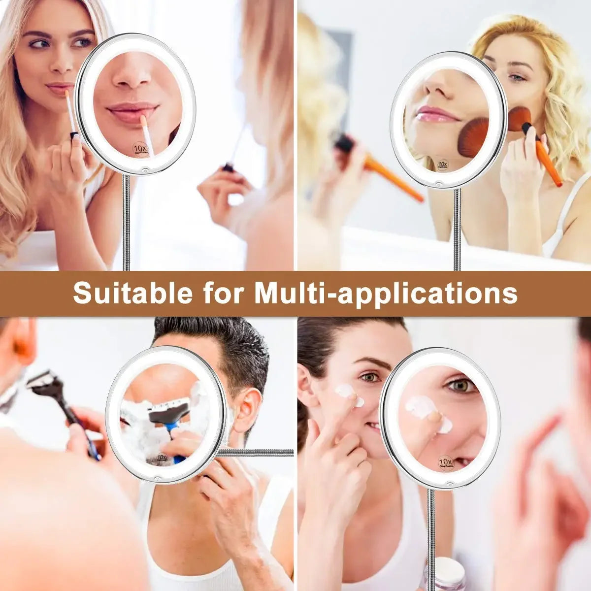 Lighted Makeup Mirror with LED Lights 10x Magnifying Portable Vanity Mirror