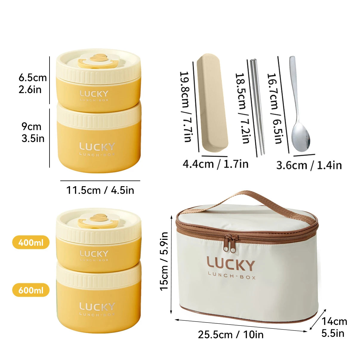 WORTHBUY Portable 304 Stainless Steel Insulated Bento Lunch Box With Thermal Bag Cutlery Leak Proof Container Set