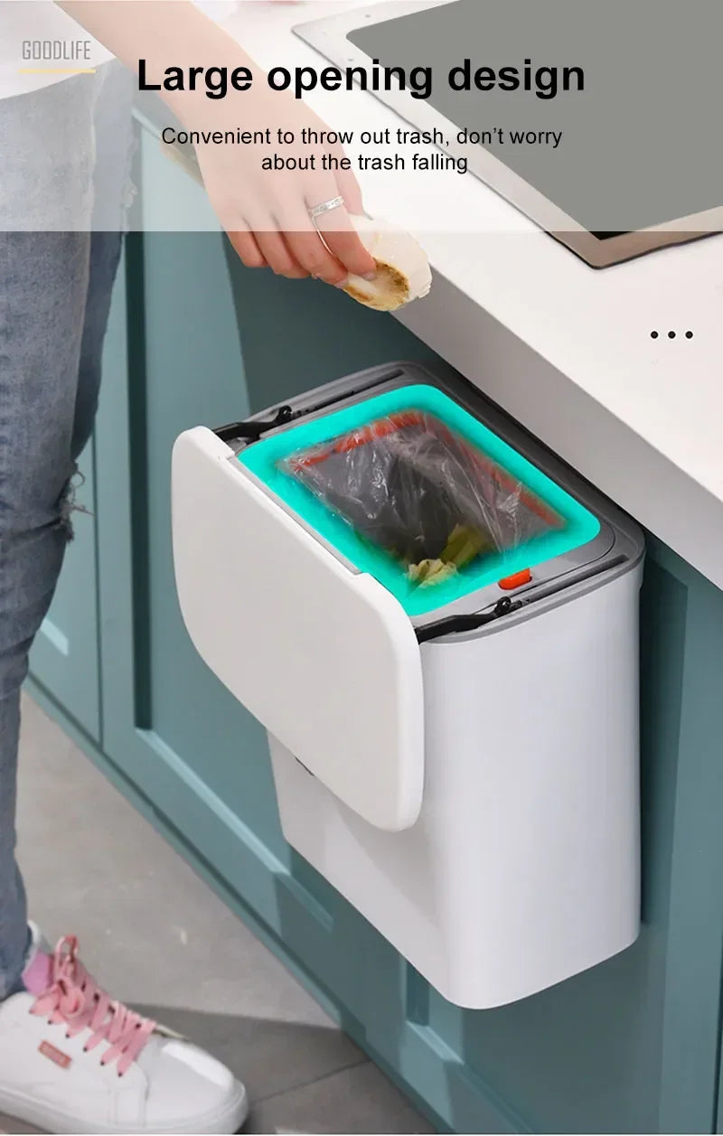 7L 9L Wall Mounted Trash Can with Lid for Kitchen and Bathroom Stylish Waste Bin Eco-Friendly Design