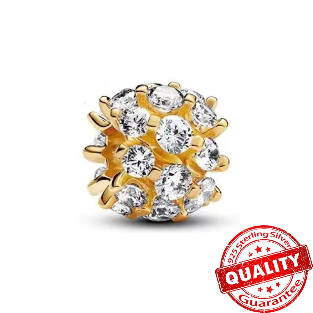 Authentic 925 Sterling Silver Charm Sparkling Star Moon Sun Pendant Jewelry Gift