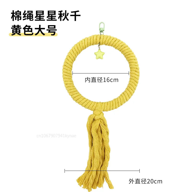 Colorful Parrot Cotton Rope Hanging Braided Budgie Bird Cage Cockatiel Toy Pet Stand Accessories Ladder Swing Supplies