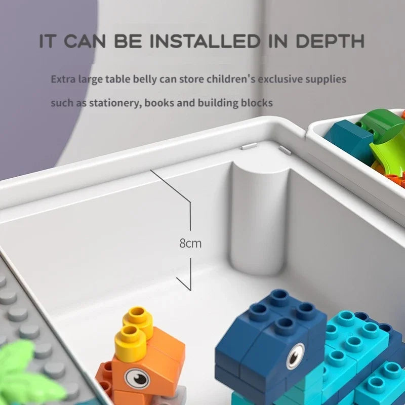 ToylinX Kids Building Blocks Activity Table and Chairs Set Creative Play Desk for Toddlers and Children