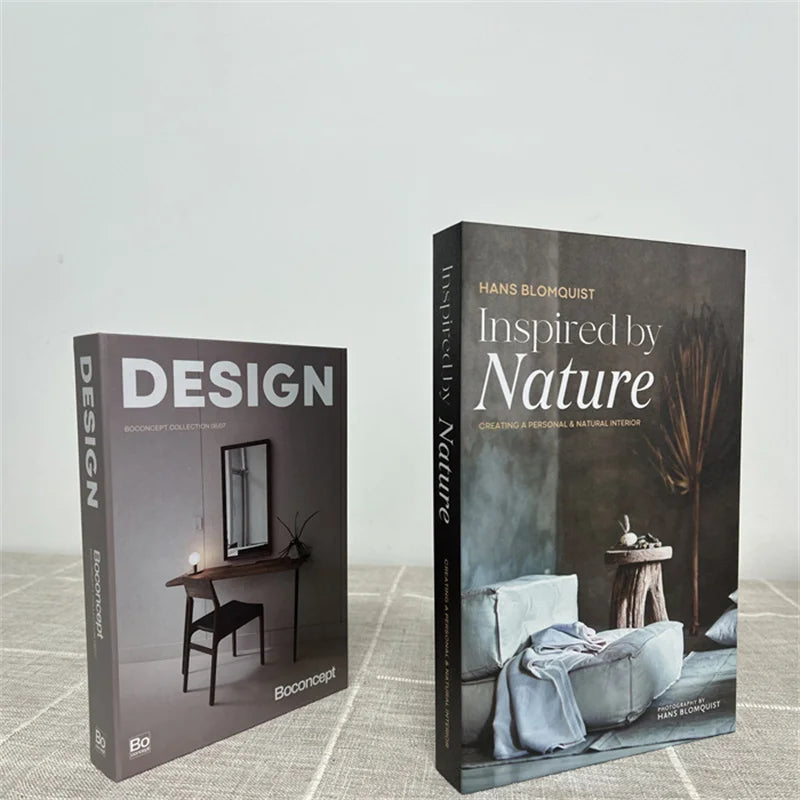 2 Piece Luxury Fake Book Decoration Set for Home and Cafe Decor Vintage Style Ornaments for Study and Club