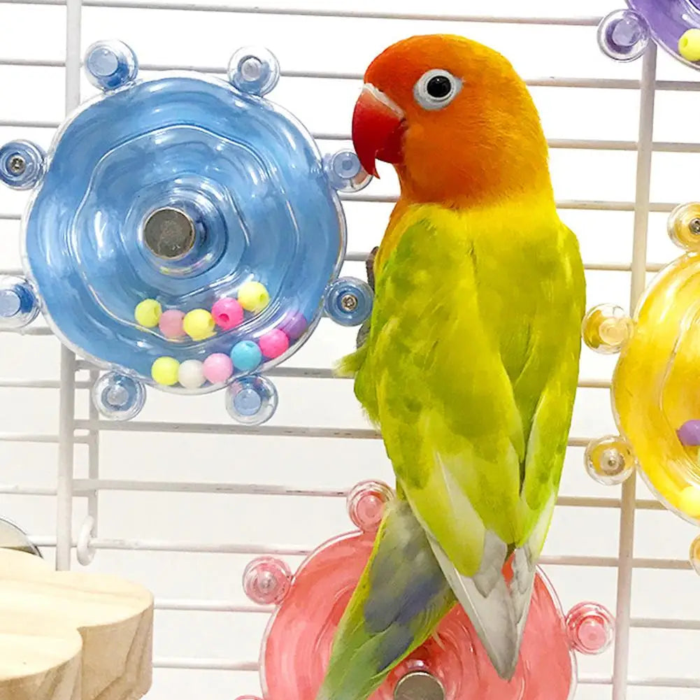 Colorful Parrot Decompression Toy Rotating Help Pets Energy Toy Safe Of Made Wheel Release Bite Materials Animal Toys