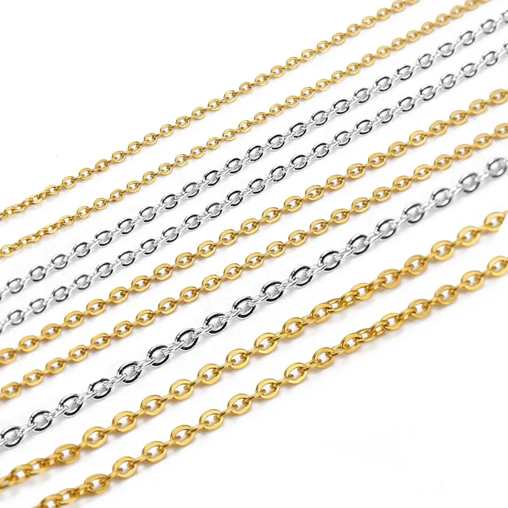 10 Meters Stainless Steel Chain 1 1.5 2mm Gold Steel Color for DIY Jewelry Making