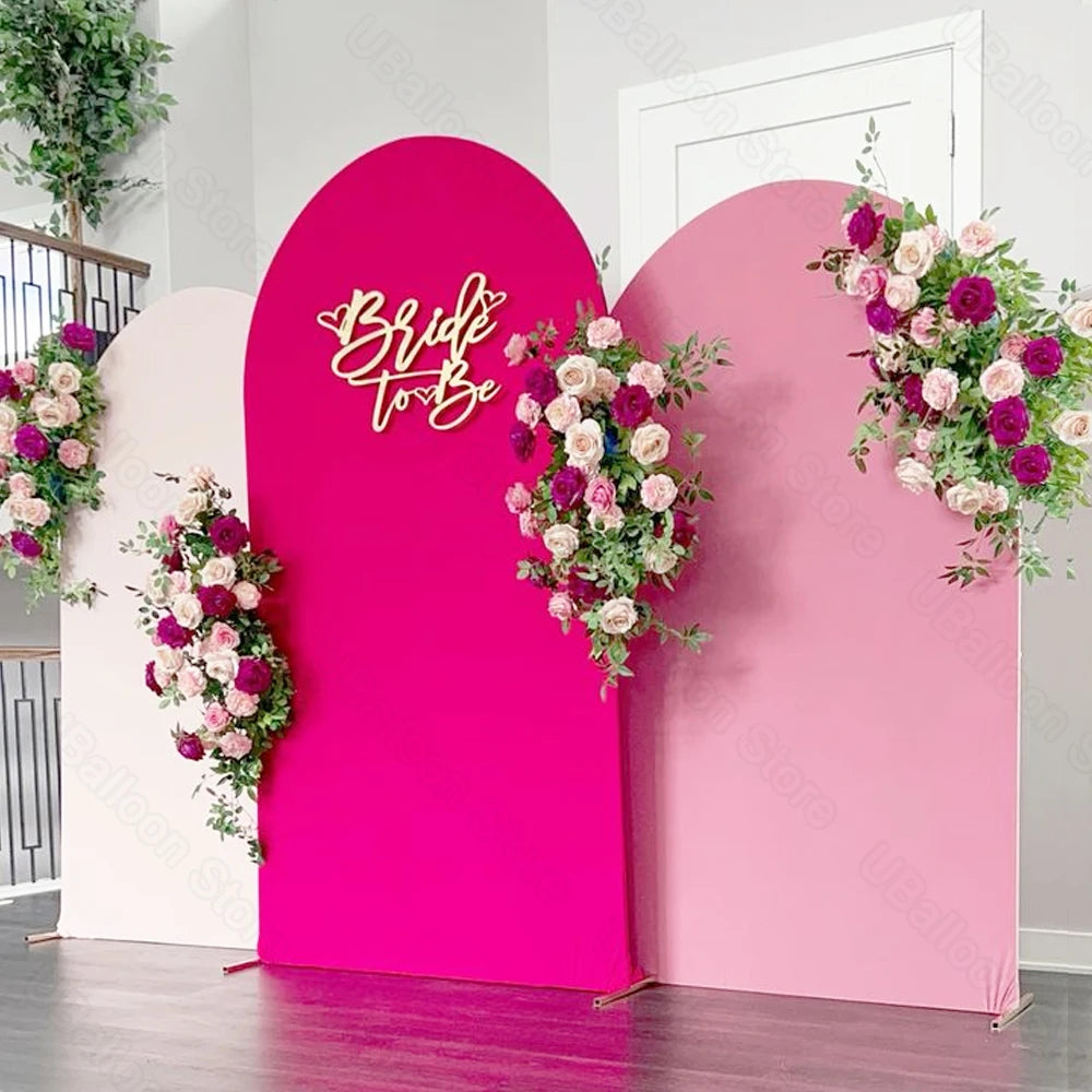 2M Chiara Arch Cover Double Sided White and Hot Pink Fabric Backdrop for Birthday Baby Shower and Wedding Decorations