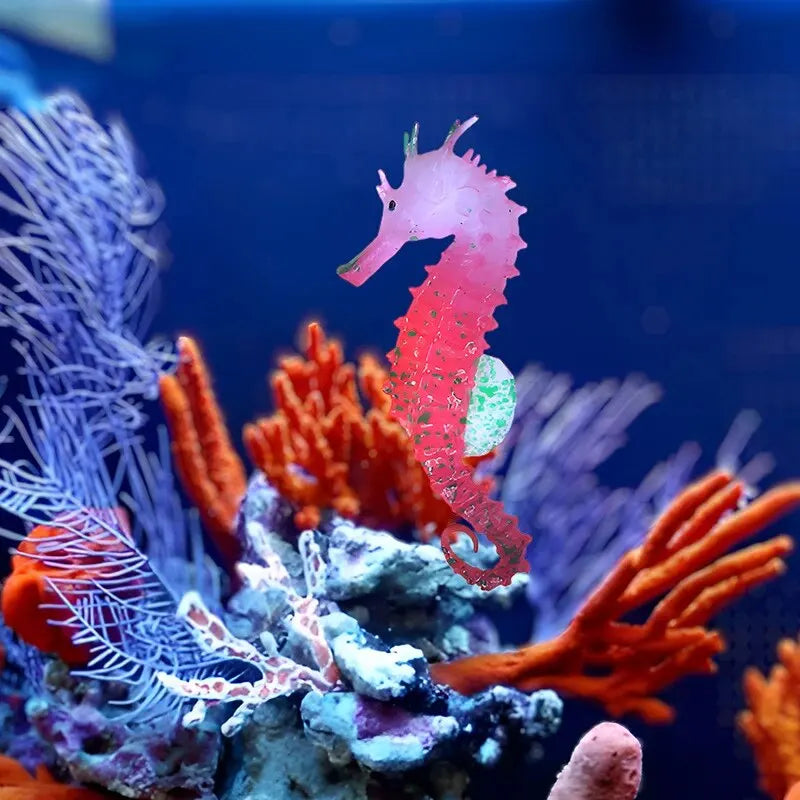 Fish Tank Aquascape Decorations Simulation Glow in Dark Silicone Seahorse With Suction Cups Aquarium Landscape Decorations