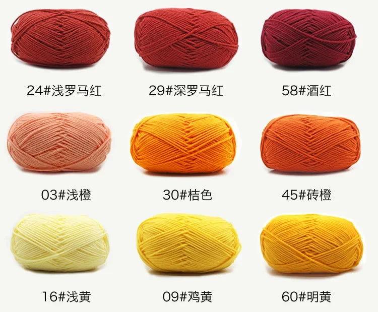 Likeecords 4-Strand Milk Cotton Yarn 60g Soft Baby Yarn for Knitting and Crochet