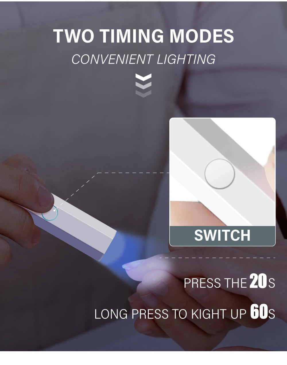 LULAA Handheld UV Light For Gel Nails Dryer Portable Lamp