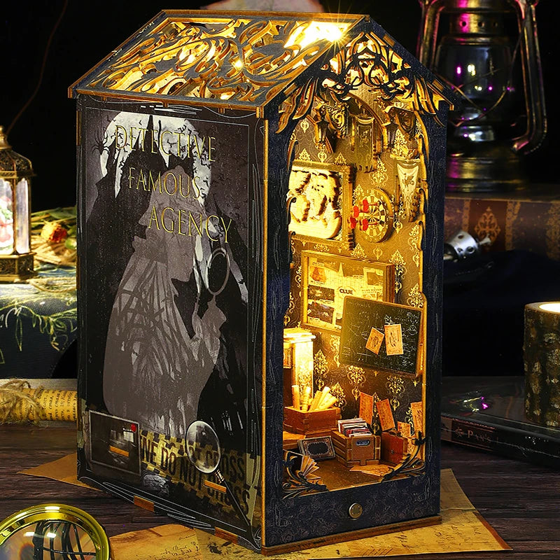 Wooden Doll House Bookcase Set DIY Toy with Furniture Gift