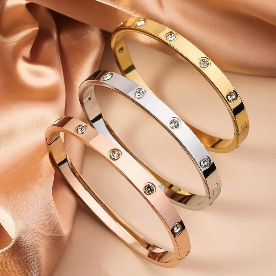 RAKOL Simple 316L Nail Light Luxury Titanium Steel Bracelet for Women High Quality Non-fading Hand Jewelry