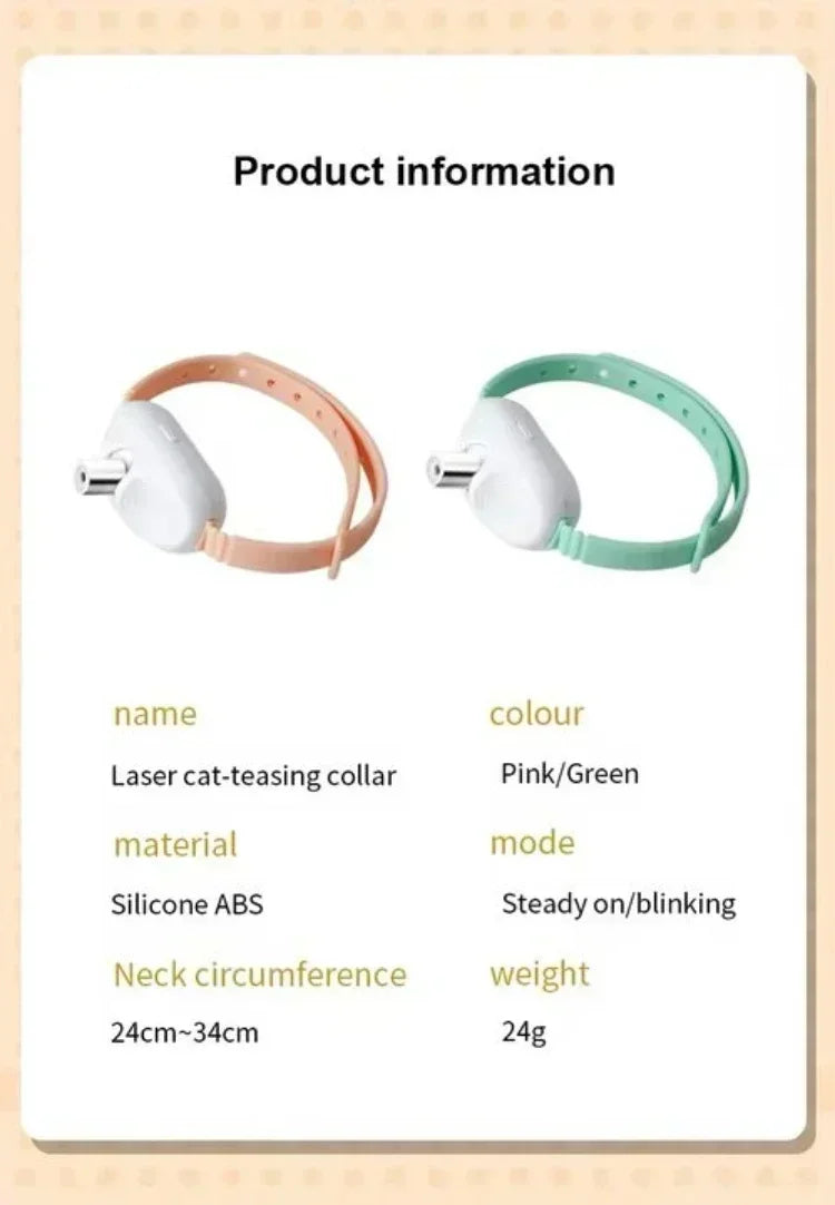 Rechargeable LED Pet Collar with Interactive Laser Teaser and Light-Up Function for Cats and Dogs