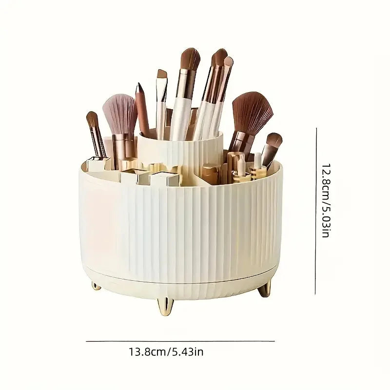 360° Rotating 5 Slot Makeup Brushes Holder Organizer for Vanity Desktop Storage