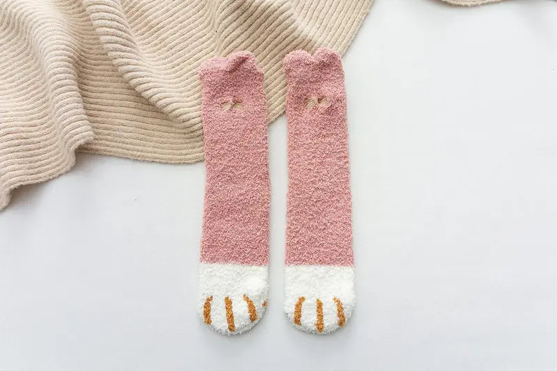 Socks Women Thicken Warm Cute Cat Paw Colorful Winter Sox