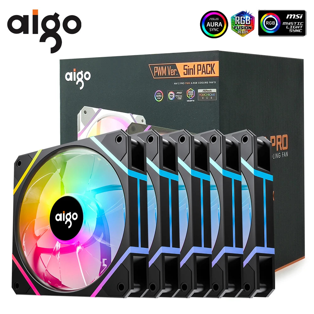 Aigo AM12PRO RGB Fan 120mm PC Cooling Kit 4pin PWM