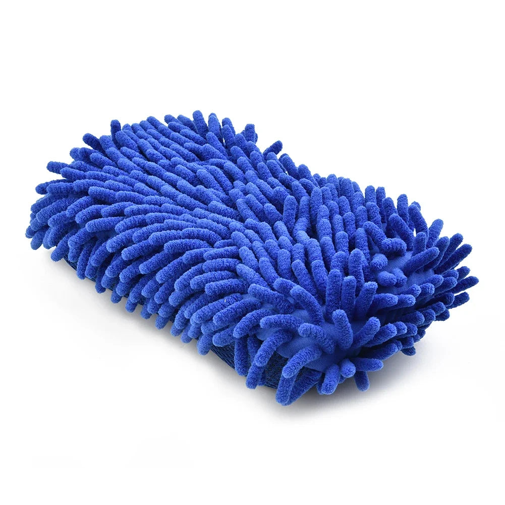 1 Pc Blue Microfiber Chenille Car Wash Sponge Cleaning Tool