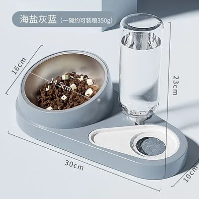 1pcs 2-in-1 automatic cat and dog food dispenser with 15 Β° neck protection feeding bowl
