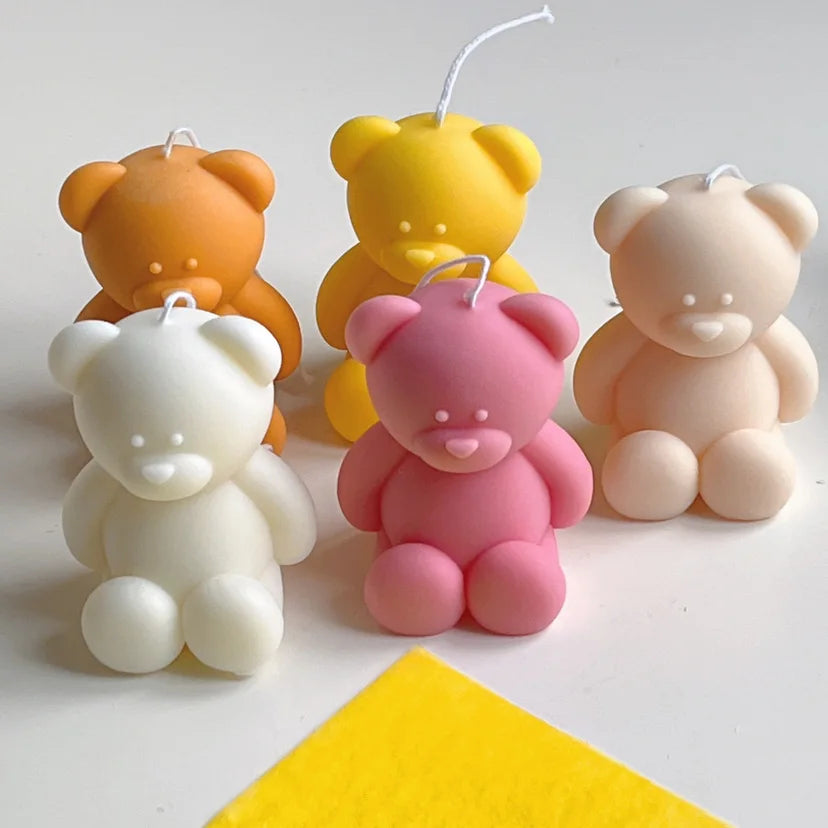 3D Cute Cartoon Bear Silicone Candle Mold Gift Making Kit