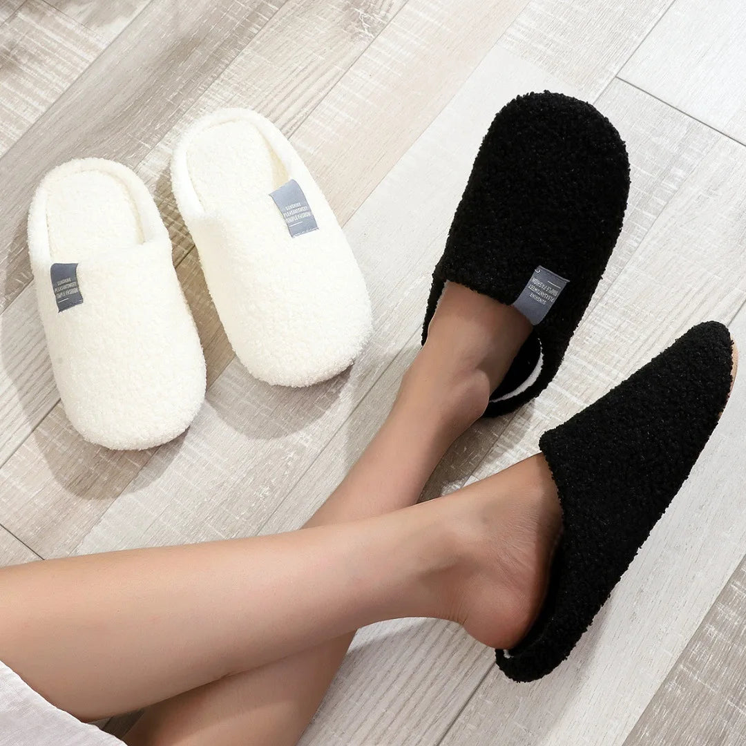 Couples Home Slippers Soft Fur Warm Indoor Flat Slides