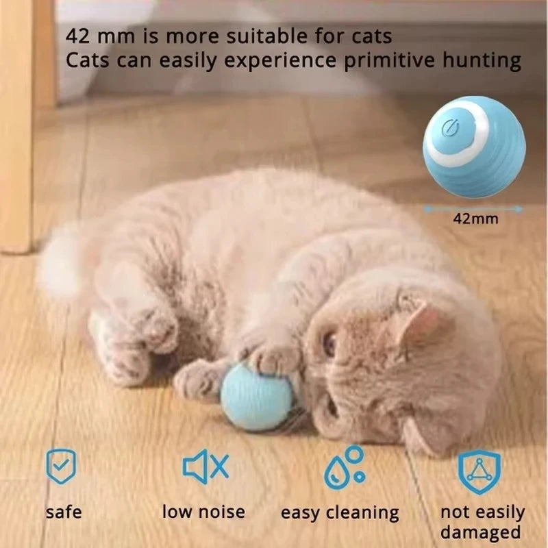 Power Ball Cat Toy - Interactive Smart Rolling Ball USB Charged