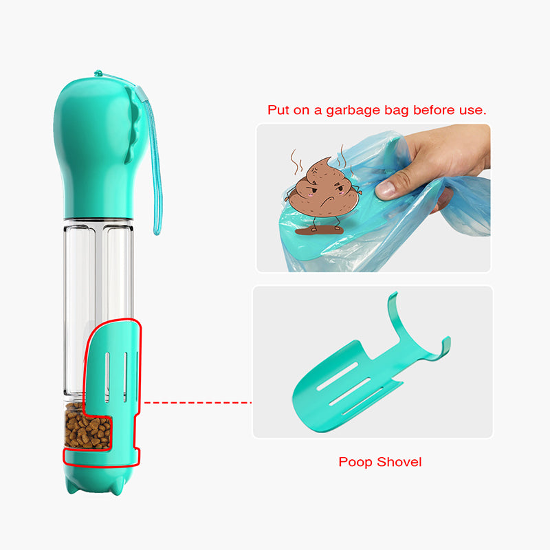 3 In 1 Portable Pet Dog Water Bottle Food Feeder Dispenser