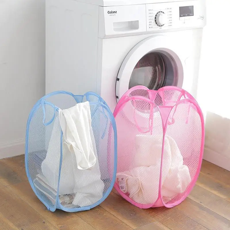 Foldable Color Mesh Clothes Basket for Easy Laundry Storage