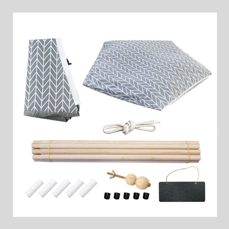 Pet Teepee for Dogs Puppy Cat Bed with Cushion Blackboard Portable Dog Tents Tipi Pet Houses Washable Dog Cat Houses for Rabbit