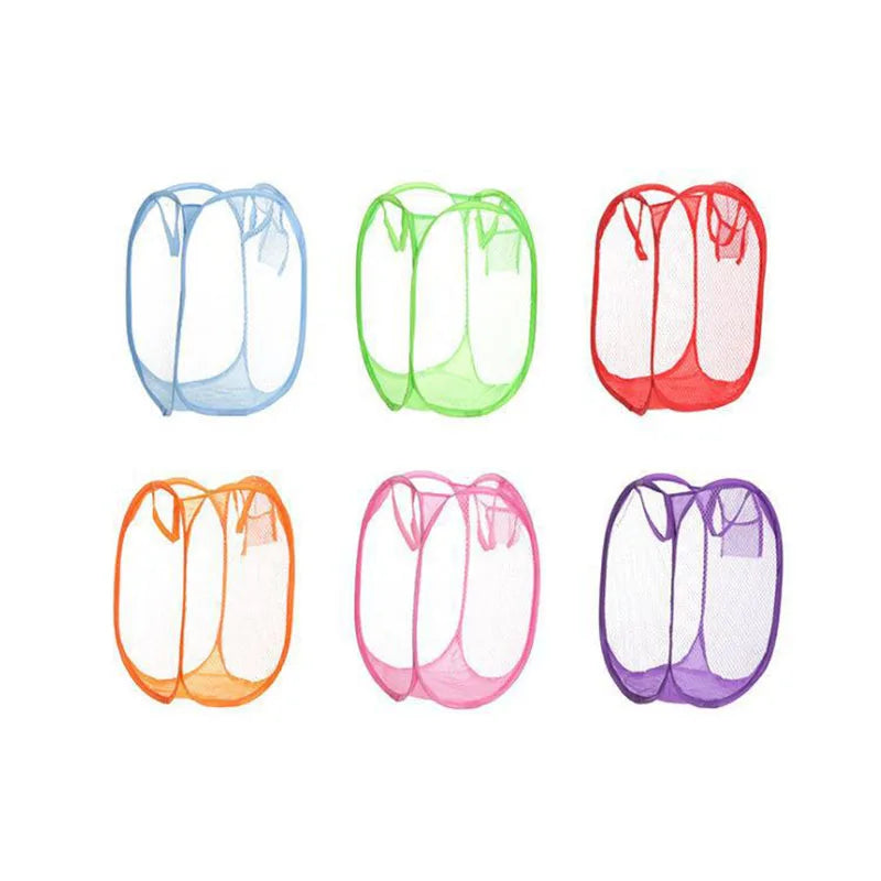 Foldable Color Mesh Clothes Basket for Easy Laundry Storage