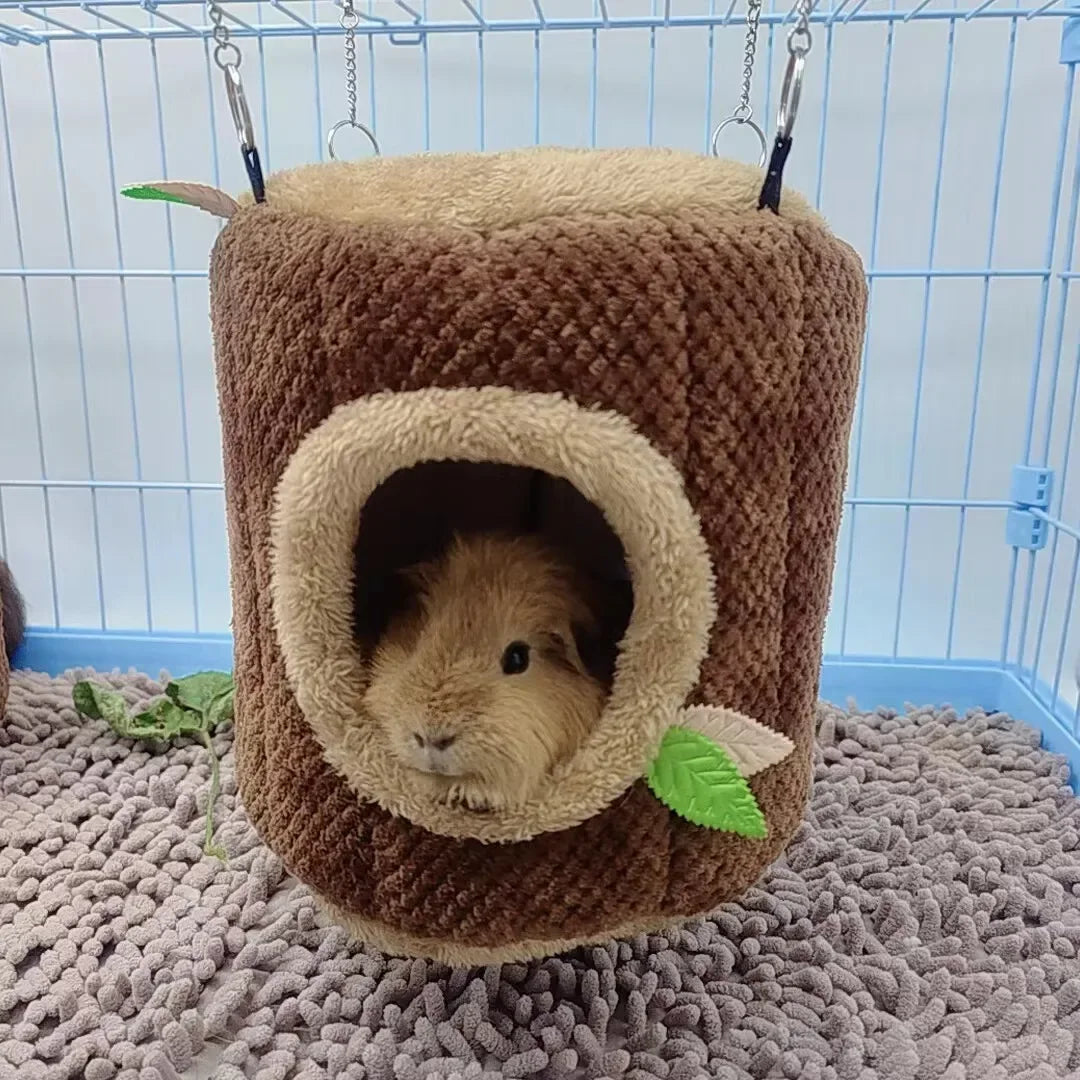 Tree Stump Shape Warm Hamster Hammock Winter Mole Tunnel Small Animal Hanging Bed Hamster Nest Pet Cage Household Supplies