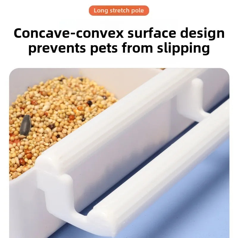 Double Grid Bird Perch Feeder Plastic Dual Bowl Parakeet Detachable Feeder Cage Mount Anti Squirrel Easy Install Food Water Feed