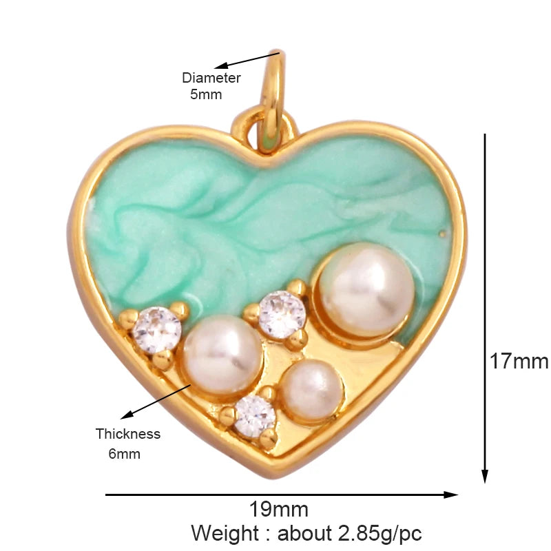 Classics Love Heart Star Zircon Focal Charm Pendant 18K Gold Plated Shell Pearl Jewelry