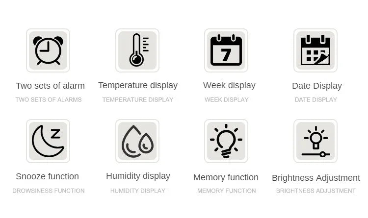 Large Digital Wall Clock with Temperature and Humidity Display Adjustable Brightness LED Alarm Clock 12/24 Hour Format