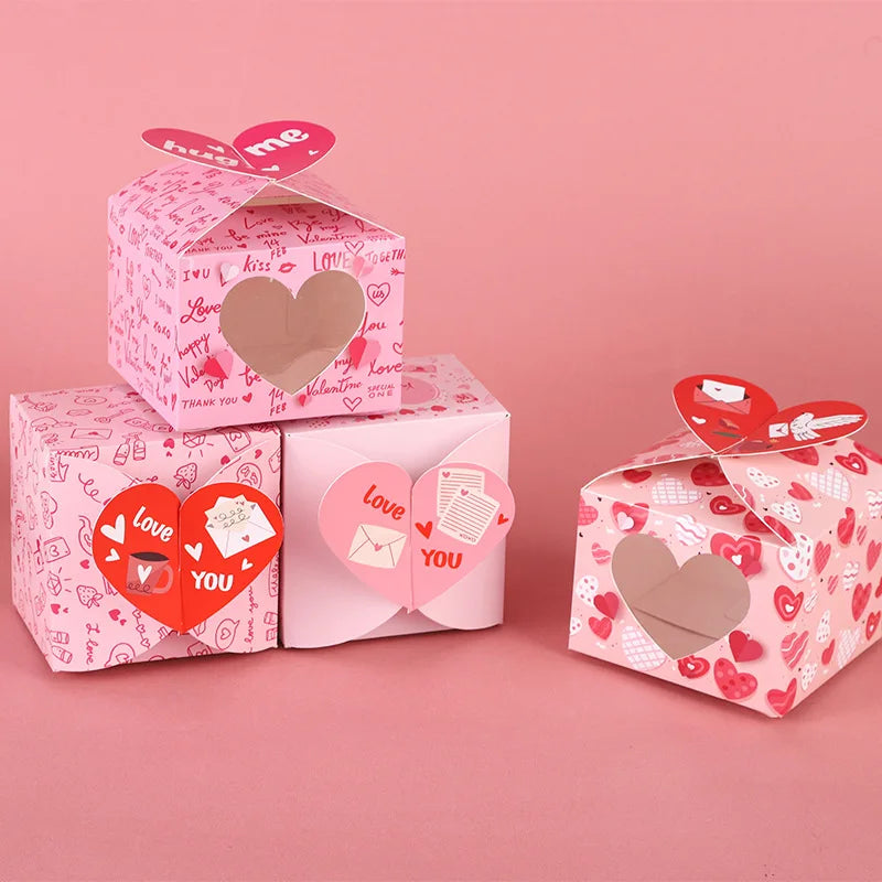 Love Heart Open Window Gift Boxes for Chocolates 12 or 24 Pcs Wedding Favors Cake Packaging Ideal for Valentine's Day and Special Celebrations