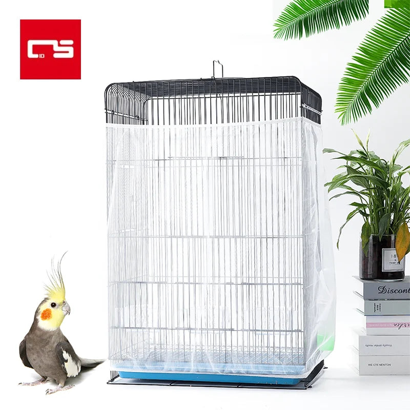 Nylon Mesh Bird Cage Cover Shell Skirt Net Easy Cleaning Seed Catcher Guard Bird Cage Accessories Airy Mesh Parrot Bird Cage Net