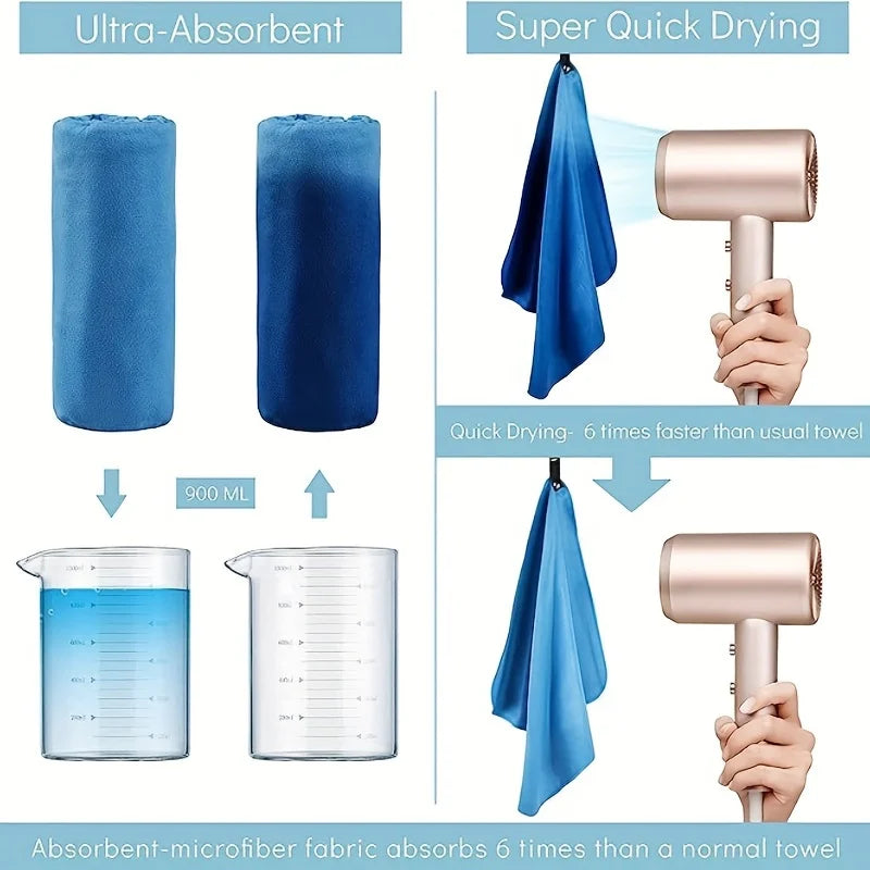 Ultra-Absorbent Microfiber Towel for Sports & Outdoor Activities - Quick-Drying and Compact