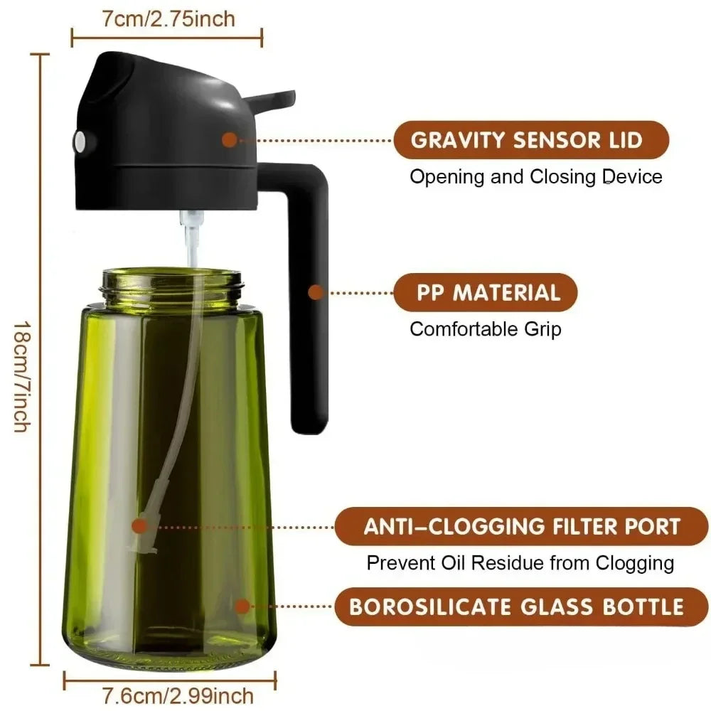 Olive Oil Dispenser Bottle 470ml – Light-Blocking Dark Glass Design