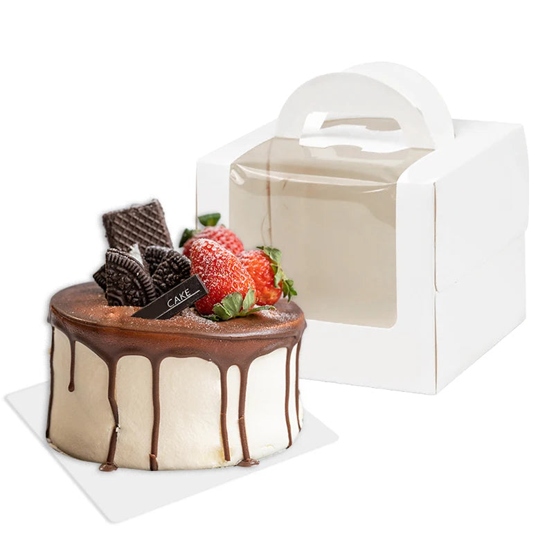 5 or 10 Pack Window Cake Packaging Boxes Portable Paper Gift Boxes for Weddings Birthdays and Baby Showers